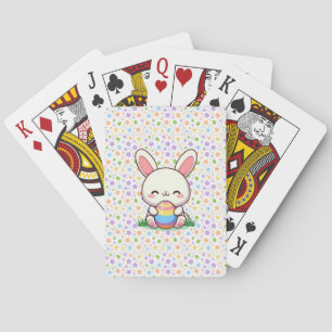 Cute lente/Pasen konijn met ei Pokerkaarten
