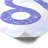 Cute Leo Astrology Custom Paars Birthday Party Poster (Hoek)