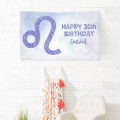 Cute Leo Astrology Custom Paars Birthday Party Spandoek (Insitu)