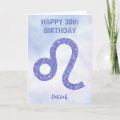 Cute Leo Astrology Sign Paars Happy Birthday Kaart (Voorkant)