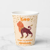 Cute Leo First Birthday & Gold Confetti Papieren Bekers (Achterkant)