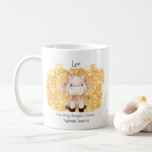 Cute Leo Lion Waterverf Bull Zodiac Monogram