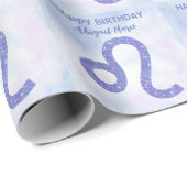 Cute Leo Sign Custom Astrology Paars Birthday Cadeaupapier (Rol Hoek)