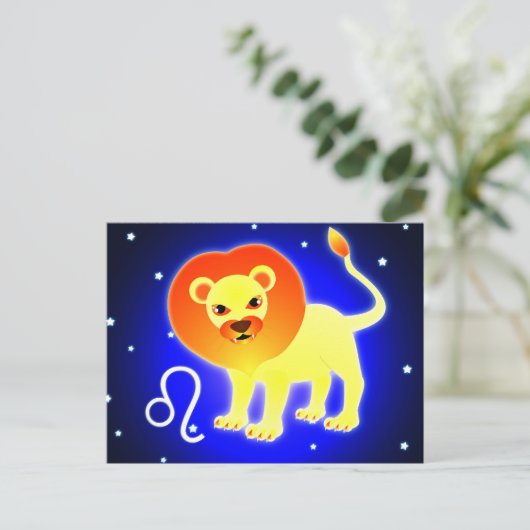 Cute Leo Zodiac Briefkaart (Staand voorkant)