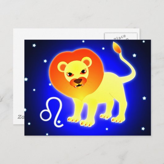 Cute Leo Zodiac Briefkaart (Voorkant / Achterkant)