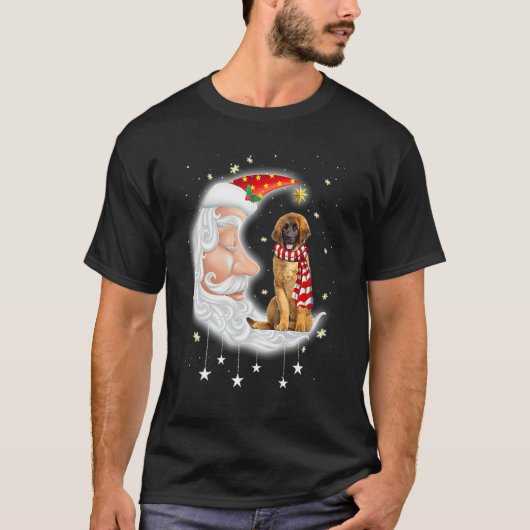Cute Leonberger With Santa Hat Christmas Dog T-shirt (Voorkant)