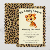 Cute Leopard Animal Print Baby shower Kaart (Voorkant / Achterkant)