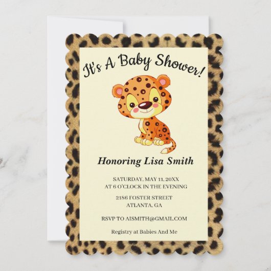 Cute Leopard Animal Print Baby shower Kaart (Voorkant)