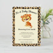 Cute Leopard Animal Print Baby shower Kaart (Staand voorkant)