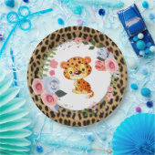 Cute Leopard Animal Print Baby shower Papieren Bordje (Feest)