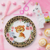Cute Leopard Animal Print Baby shower Papieren Bordje (Feest)