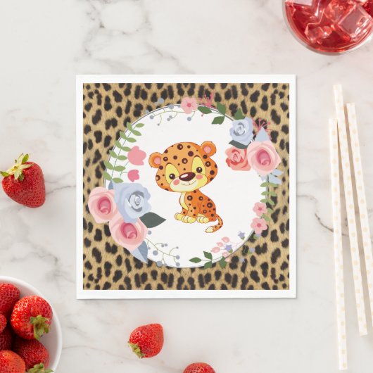 Cute Leopard Animal Print Baby shower Servet (Insitu)
