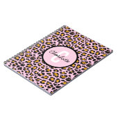 Cute Leopard Animal Print Monogram Roze Gold Notitieboek (Linkerzijde)