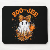 Cute Leopard Boo Jee Ghost Coffee Halloween Costum Muismat (Voorkant)