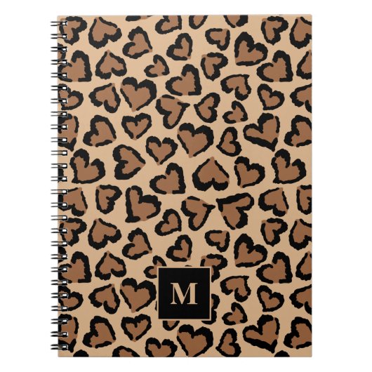 Cute Leopard Custom Monogram Notitieboek (Voorkant)