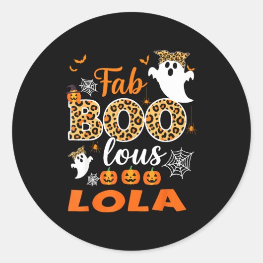 Cute Leopard Fab Boo Lous Lola Soky Halloween Cost Ronde Sticker (Voorkant)