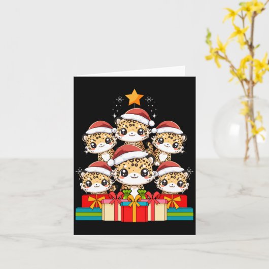 Cute Leopard Gecko Le Lizard Christmas Tree Xmas H Kaart (Gele Bloem)