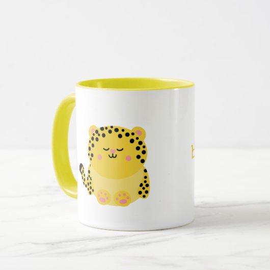Cute leopard gepersonaliseerde mug mok (Voorkant links)