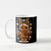 Cute Leopard Gingerbread Girl Coquette Bow Holiday Koffiemok (Links)