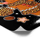 Cute Leopard Gingerbread Girl Coquette Bow Holiday Poster (Hoek)