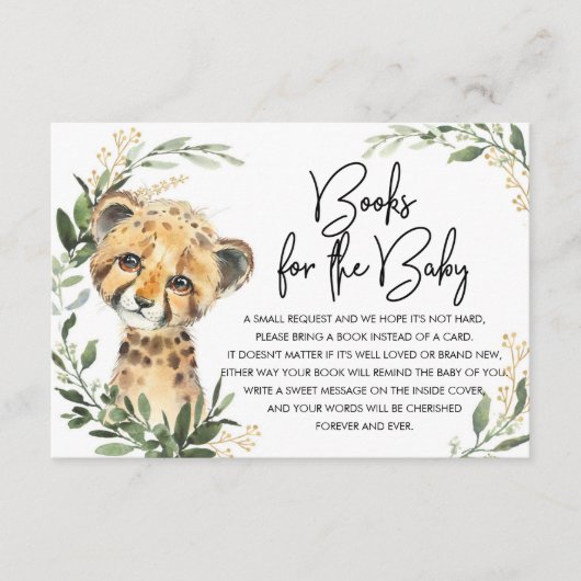 Cute Leopard Greenery Gold Safari Books voor Baby Informatiekaartje (Voorkant)