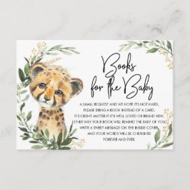 Cute Leopard Greenery Gold Safari Books voor Baby Informatiekaartje