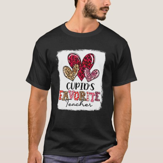 Cute Leopard Heart Cupid's favoriete leraar Valent T-shirt (Voorkant)