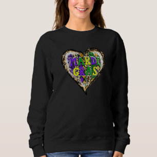 Cute Leopard Heart voor vrouwen die van Mardi Gras Trui