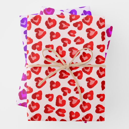 Cute Leopard Hearts Pattern Valentijnsdag Inpakpapier Vel (In situ)