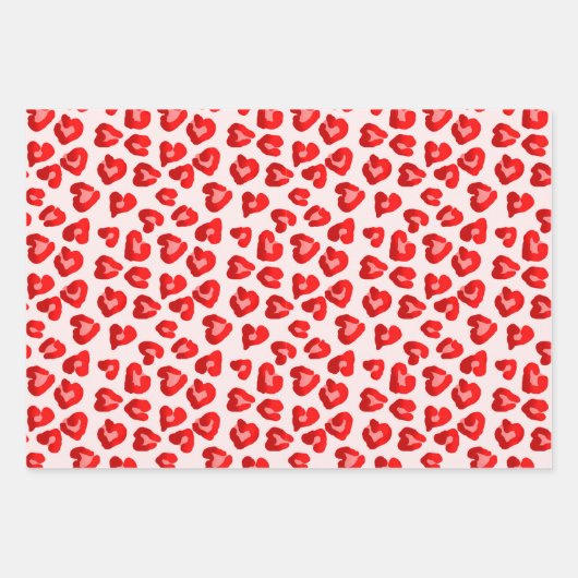 Cute Leopard Hearts Pattern Valentijnsdag Inpakpapier Vel (Voorkant)