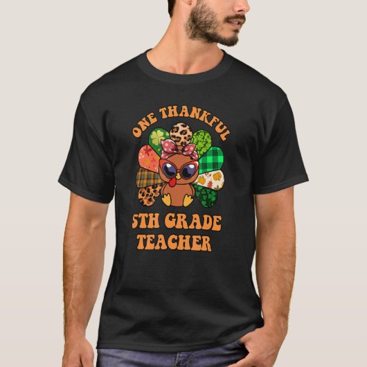 Cute Leopard One Thankful 5th Grade Teacher Bedank T-shirt (Voorkant)
