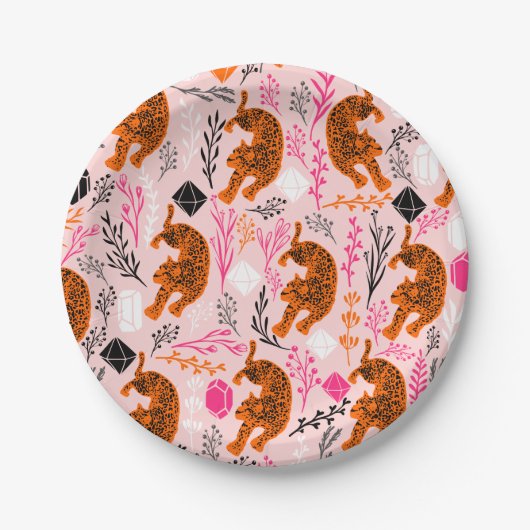 Cute Leopard Paper Borden Papieren Bordje (Voorkant)