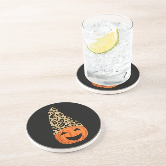Cute Leopard Pet Pumpkin Zandsteen Onderzetter (Zijkant)