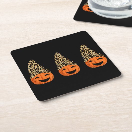 Cute Leopard Pet Pumpkins Kartonnen Onderzetters (Schuin)