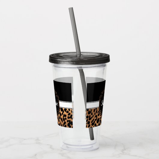Cute Leopard Print Acryl Drinkbeker (Links)