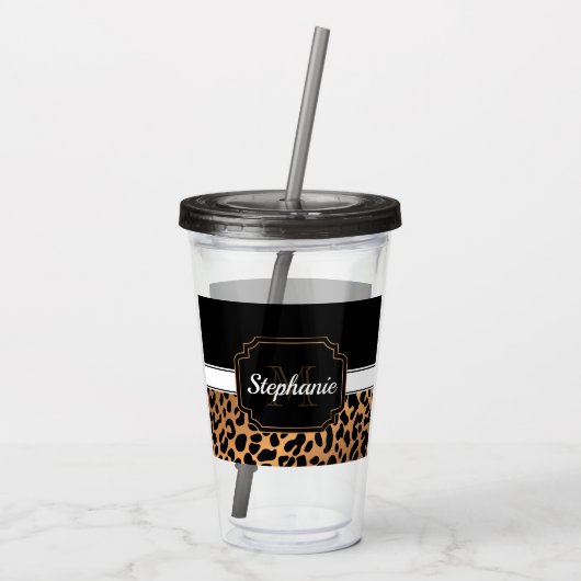 Cute Leopard Print Acryl Drinkbeker (Achterkant)