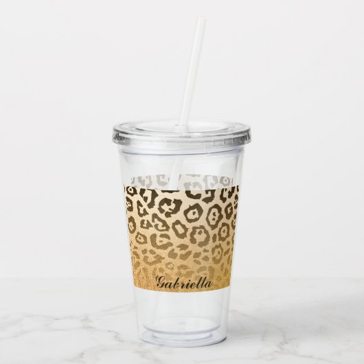 Cute Leopard Print Acryl Drinkbeker (Achterkant)