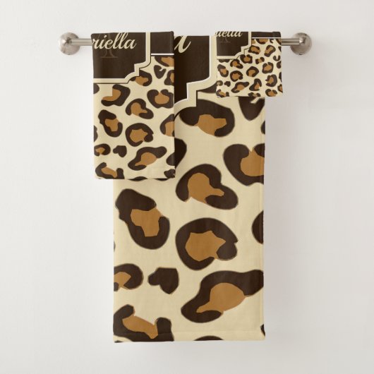 Cute Leopard Print Bad Handdoek (Insitu)