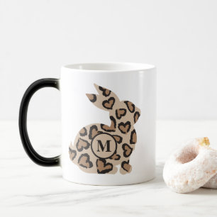 Cute Leopard Print Bunny met aangepast monogram Magische Mok