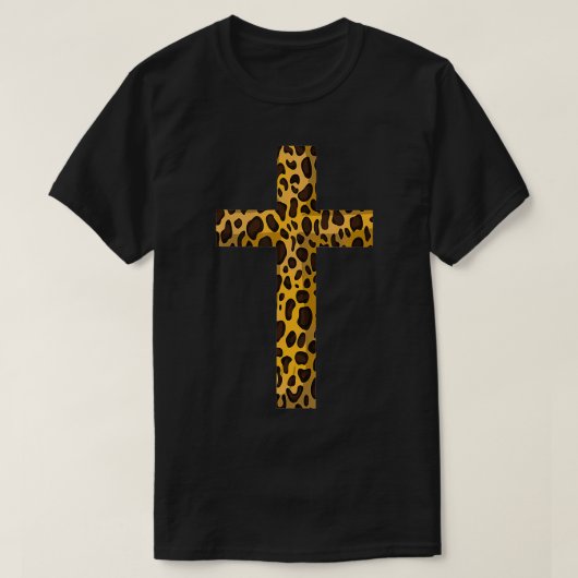 Cute Leopard Print Christelijk Cross Funny Panther T-shirt (Design voorkant)