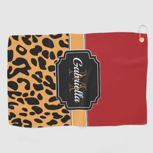 Cute Leopard Print Golfhanddoek (Horizontaal)