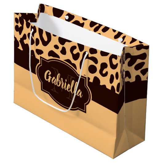 Cute Leopard Print Groot Cadeauzakje (Voorkant Gekanteld)