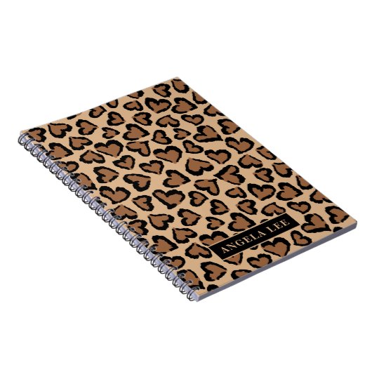 Cute Leopard Print met aangepaste naam Notitieboek (Rechterzijde)