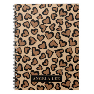 Cute Leopard Print met aangepaste naam Notitieboek