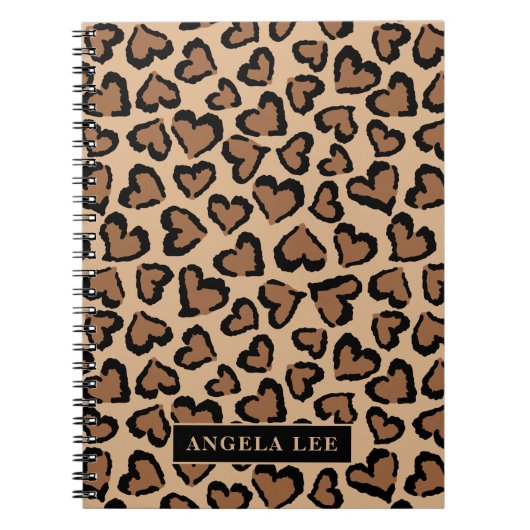 Cute Leopard Print met aangepaste naam Notitieboek (Voorkant)