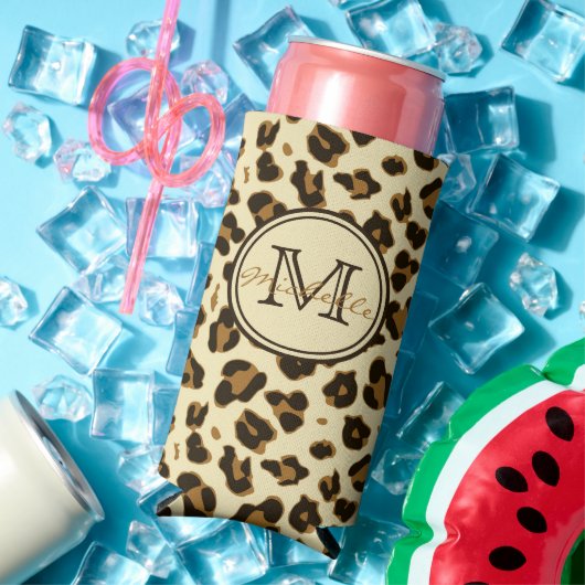 Cute Leopard Print | Monogrammen Koelbox Seltzer Blikjeskoeler (Insitu Zomer)