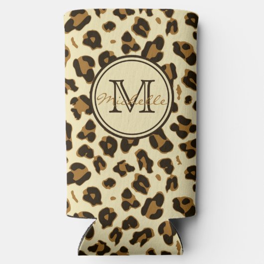 Cute Leopard Print | Monogrammen Koelbox Seltzer Blikjeskoeler (Achterkant)