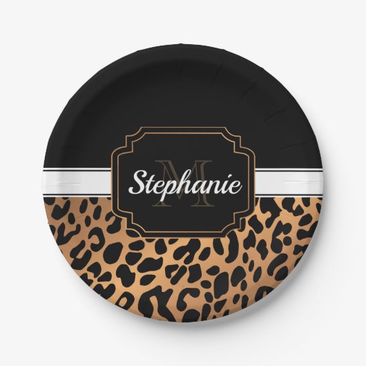 Cute Leopard Print Papieren Bordje (Voorkant)