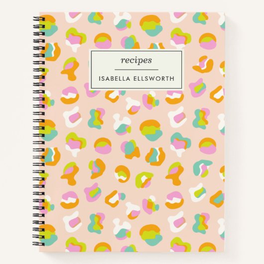 Cute Leopard Print Pattern in Pastel Custom Recipe Notitieboek (Voorkant)