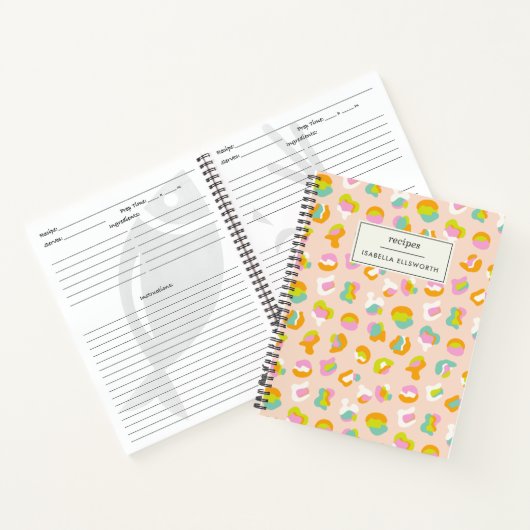 Cute Leopard Print Pattern in Pastel Custom Recipe Notitieboek (Binnen)
